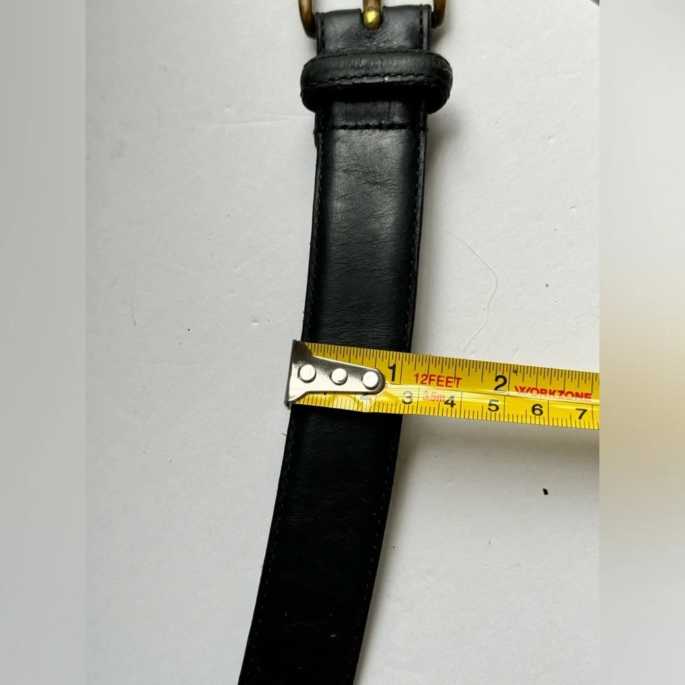 COACH 5950 Black Burnished Cowhide Leather Dress Belt Brass Buckle SIZE 38